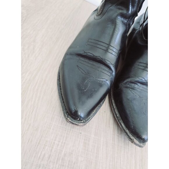 Seychelles Black Leather Western Rodeo Cowboy Cowgirl Mid Calf Boots Shoes 7.5 - Picture 7 of 14